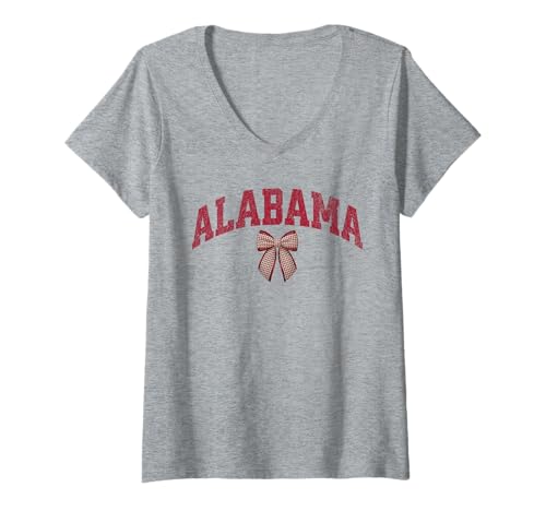 Damen Cute Alabama Design with Coquette Bow T-Shirt mit V-Ausschnitt Damen Cute Alabama Design with Coquette Bow T-Shirt mit V-Ausschnitt von Alabama Southern Bow Apparel