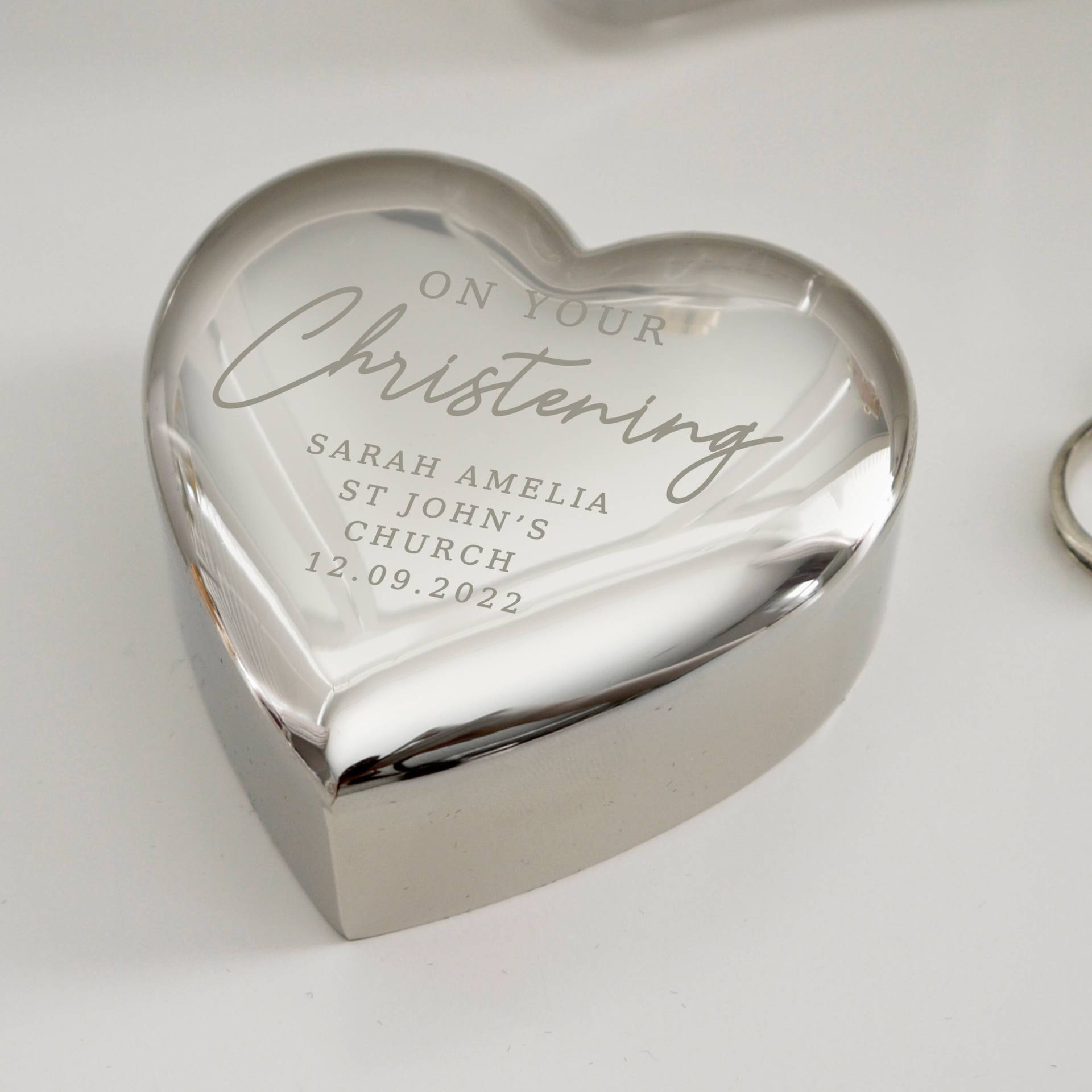 Personalisierung Silber Herz Schmuckbox Taufgeschenk Für Mädchen Jungen - Taufandenken Geschenk Enkelin Personalisierung Silber Herz Schmuckbox Taufgeschenk Für Mädchen Jungen - Taufandenken Geschenk Enkelin von AlabasterBoxIsLove