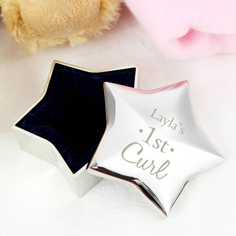 Silber Stern Trinket 1. Curl Box - Jeder Name Ideale Geburtstag Geschenk Junge Mädchen Taufe Namensgeschenk von AlabasterBoxIsLove