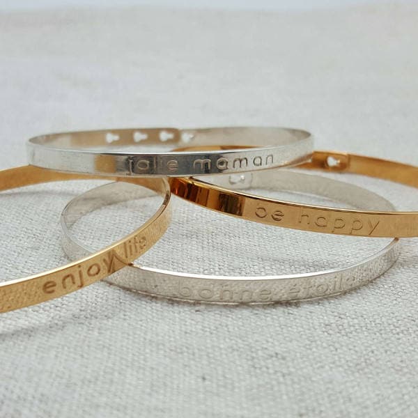 Armband Schlitterband Aus Silber Oder Vergoldet, Mit Einer Nachricht Zur Wahl Verstellbar Größe, 3 Positionen Armband Schlitterband Aus Silber Oder Vergoldet, Mit Einer Nachricht Zur Wahl Verstellbar Größe, 3 Positionen von AlabridesLezards