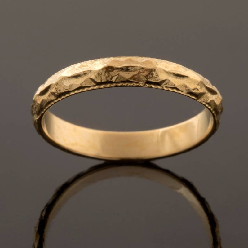 18K Gold Trauring Frauen, Einzigartiger Ehering, Ehering Trauring, Gemusterter Texturierter von Alagia