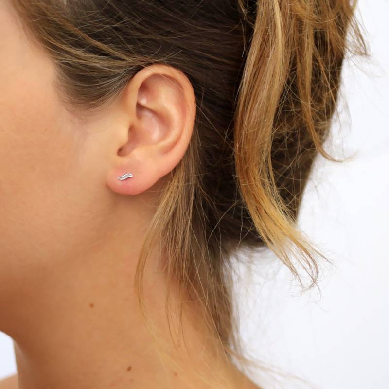 Kleine Silberne Ohrringe, Kleine Gold Welle Strand Gestüt, Ozean Ohrstecker, Nasenstecker, Surf-Gestüt von Alagia