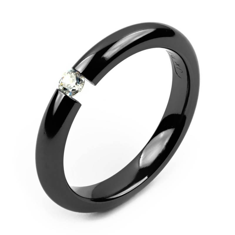 3, 5 Mm Diagonale Spannung Schwarz Titan Diamant Ring Maß von AlainRaphaelJewelry