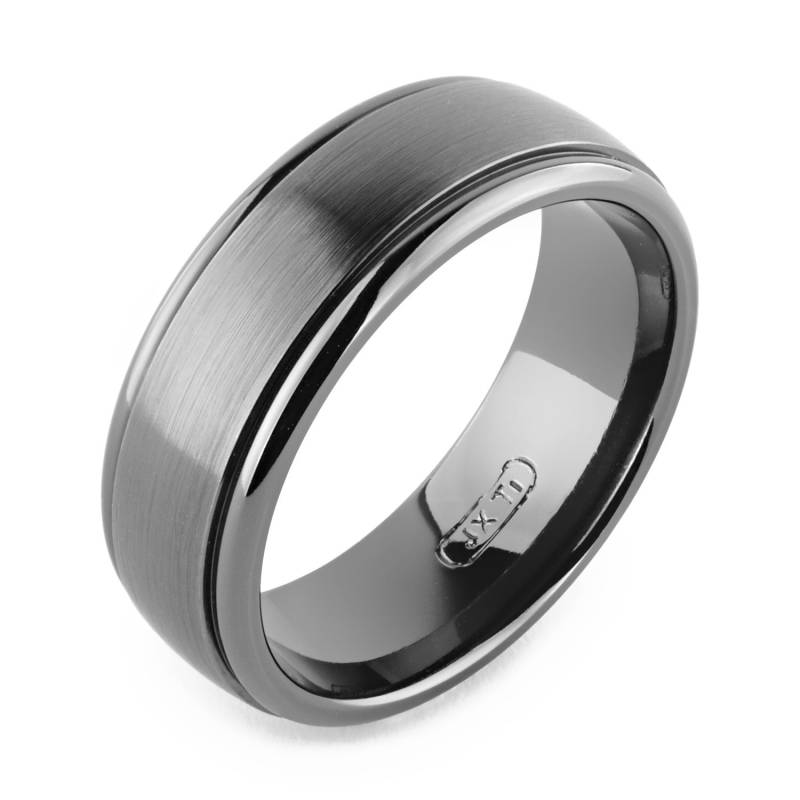 7, 5 Mm Eine Halbe Runde Komfort Fit Black Titan Ehering Mit Doppel Nut Unisex von AlainRaphaelJewelry