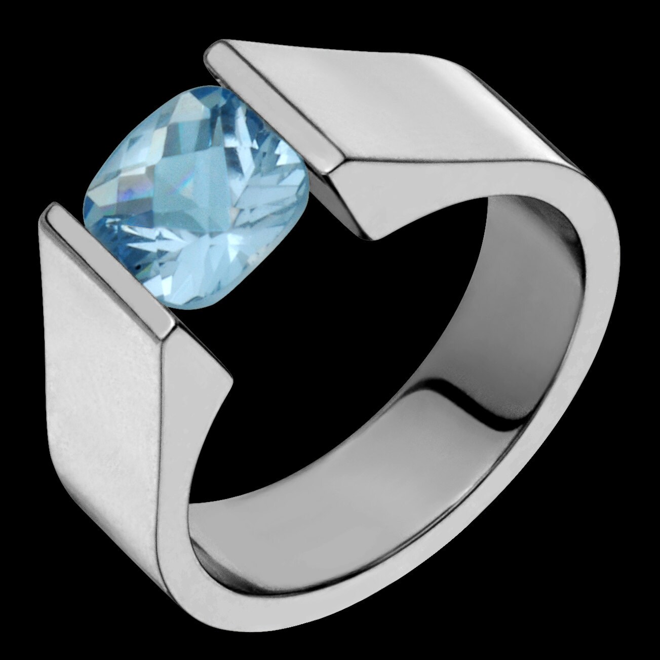 7mm Titan & Aquamarin Spannung Gesetzt Ring Maß von AlainRaphaelJewelry