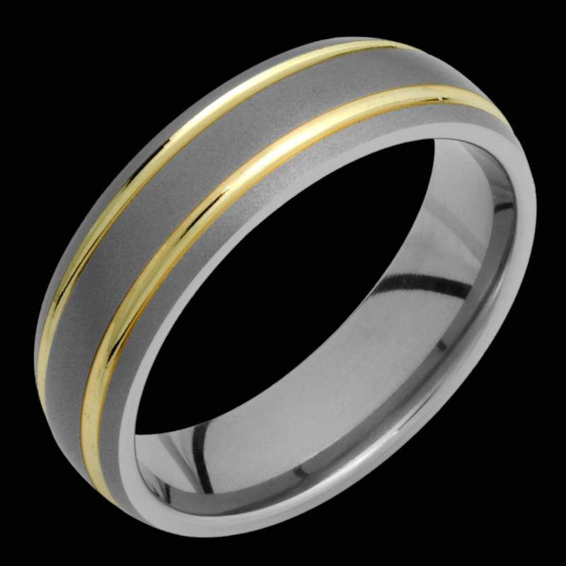 7mm Two-Tone Comfort Fit Titanium & 14 K Solid Gold-Inlay | Nicht Verchromt Eheringe Fashion Ring von AlainRaphaelJewelry