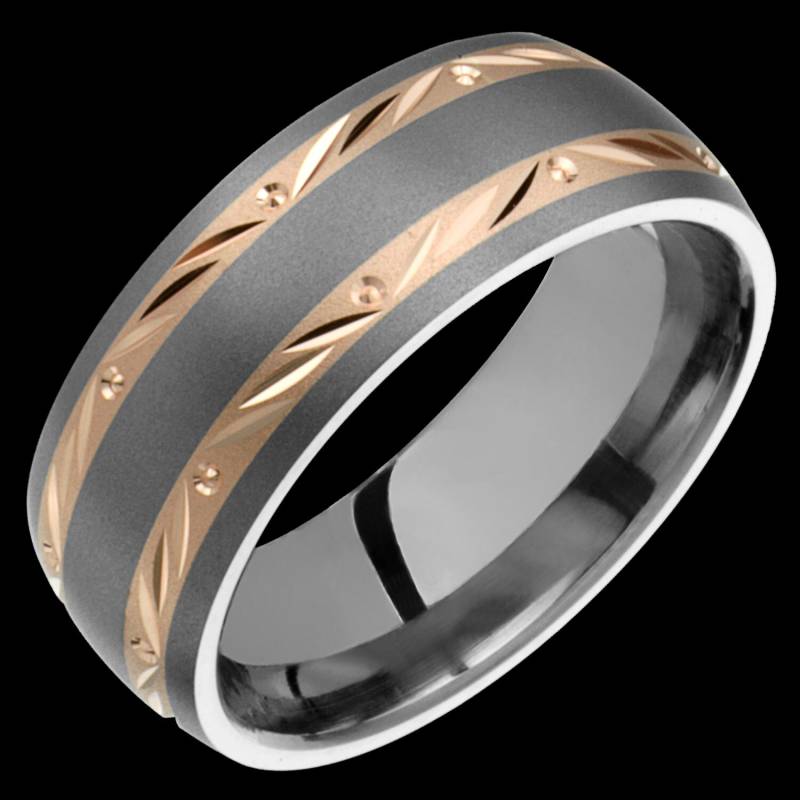 8mm Two-Tone Comfort Fit Titanium & 14 K Rosa Gold | Solide, Nicht Vergoldet Eheringe Fashion Ring von AlainRaphaelJewelry
