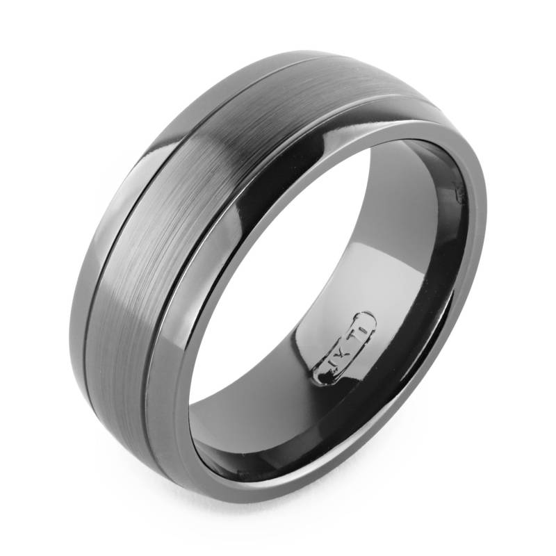 Herren 8mm Halbe Runde Komfort Passen Schwarz Titan Ehering - Größe 9 & 9, 5 von AlainRaphaelJewelry