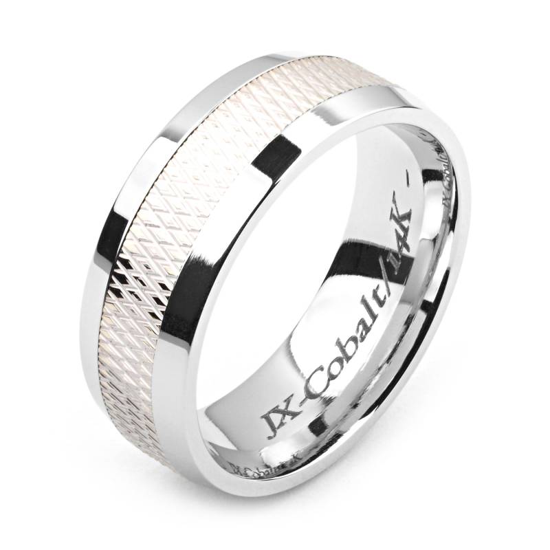 Herren Kobalt Ring 8mm Breit Two-Tone-Kobalt & 14 K White Gold | Feste, Nicht Vergoldet Ehering-Mode-Ring von AlainRaphaelJewelry