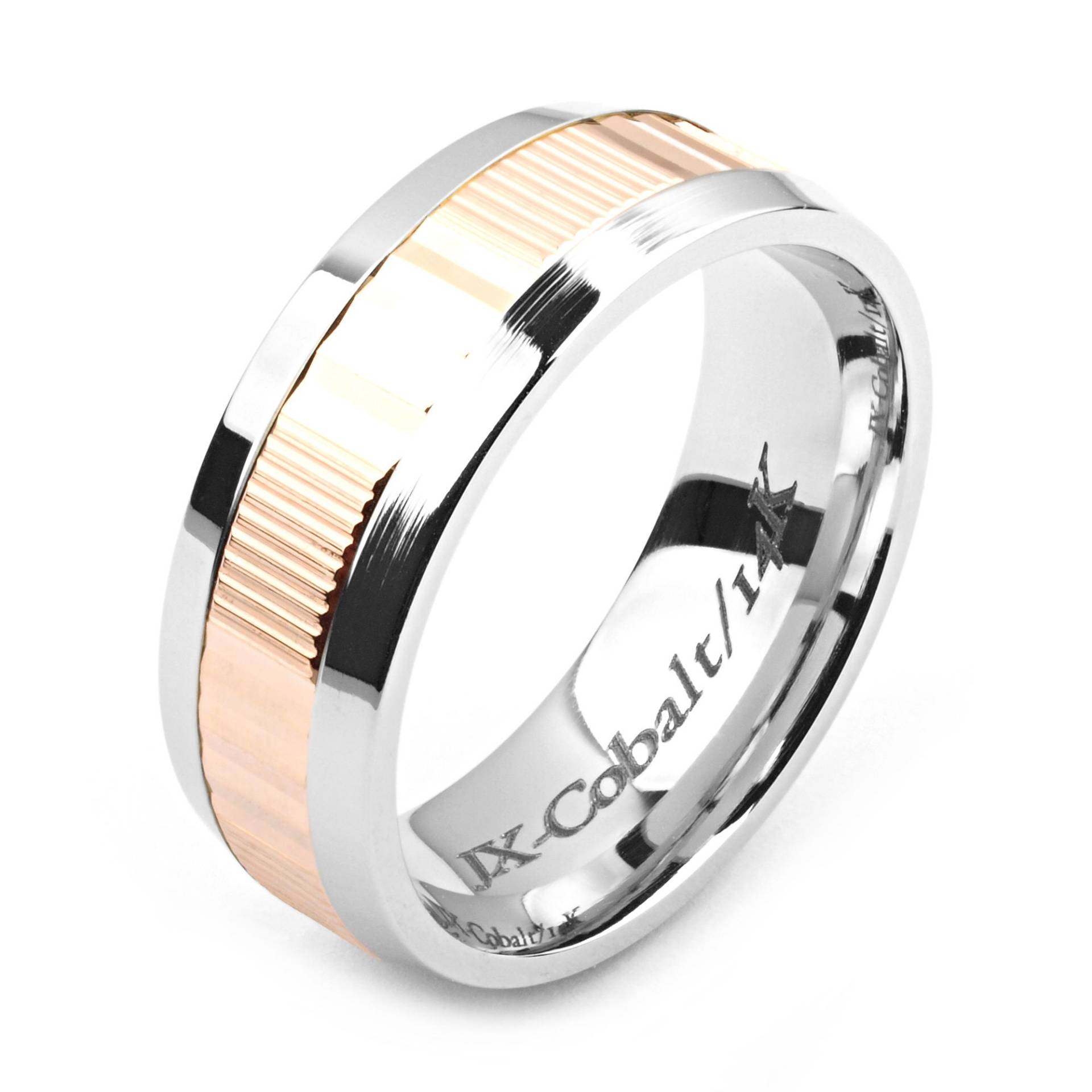 Herren Kobalt Ring 8mm Breit Two-Tone-Kobalt & 14K Rose Gold | Feste, Nicht Vergoldet Ehering-Mode-Ring Herren Kobalt Ring 8mm Breit Two-Tone-Kobalt & 14K Rose Gold | Feste, Nicht Vergoldet Ehering-Mode-Ring von AlainRaphaelJewelry