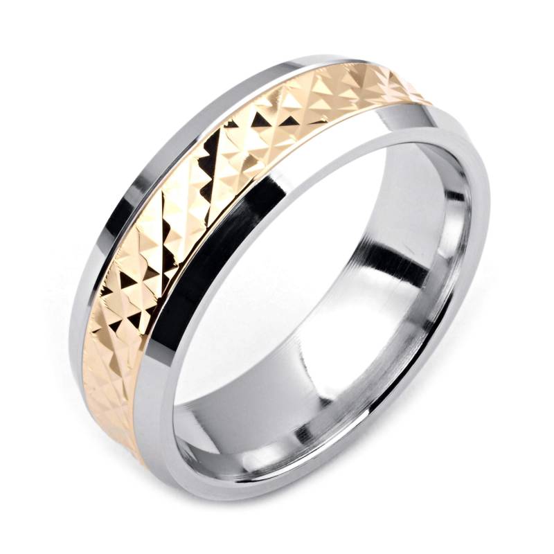 Herrenring Mit Kobalt 7mm Breite Zweifarbige & 14K Gelbgold | Solide, Nicht Vergoldet Hochzeitsband Fashion Ring von AlainRaphaelJewelry