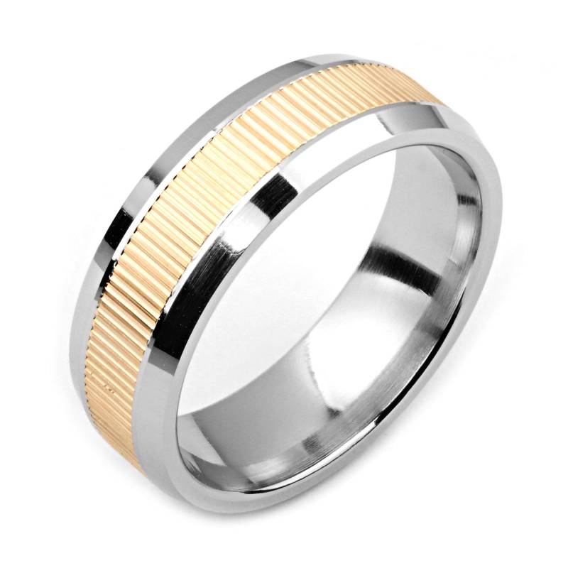 Herrenring Mit Kobalt 7mm Breite Zweifarbige & 14K Gelbgold | Solide, Nicht Vergoldet Hochzeitsband Fashion Ring von AlainRaphaelJewelry