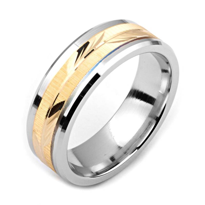 Herrenring Mit Kobalt 7mm Breite Zweifarbige & 14K Gelbgold | Solide, Nicht Vergoldet Hochzeitsband Fashion Ring von AlainRaphaelJewelry