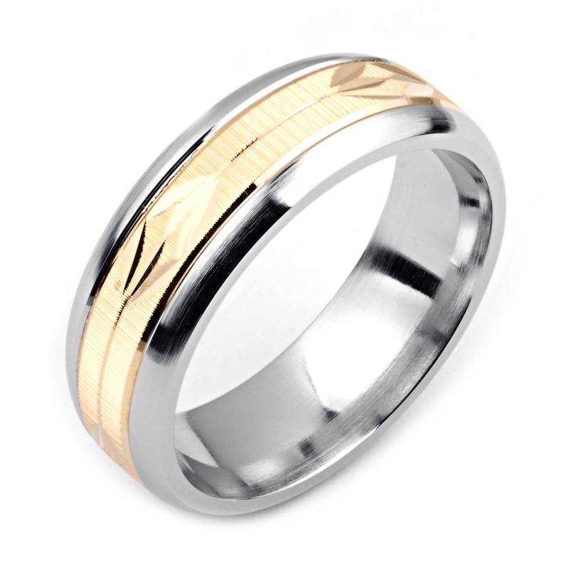 Herrenring Mit Kobalt 7mm Breite Zweifarbige & 14K Gelbgold | Solide, Nicht Vergoldet Hochzeitsband Fashion Ring von AlainRaphaelJewelry