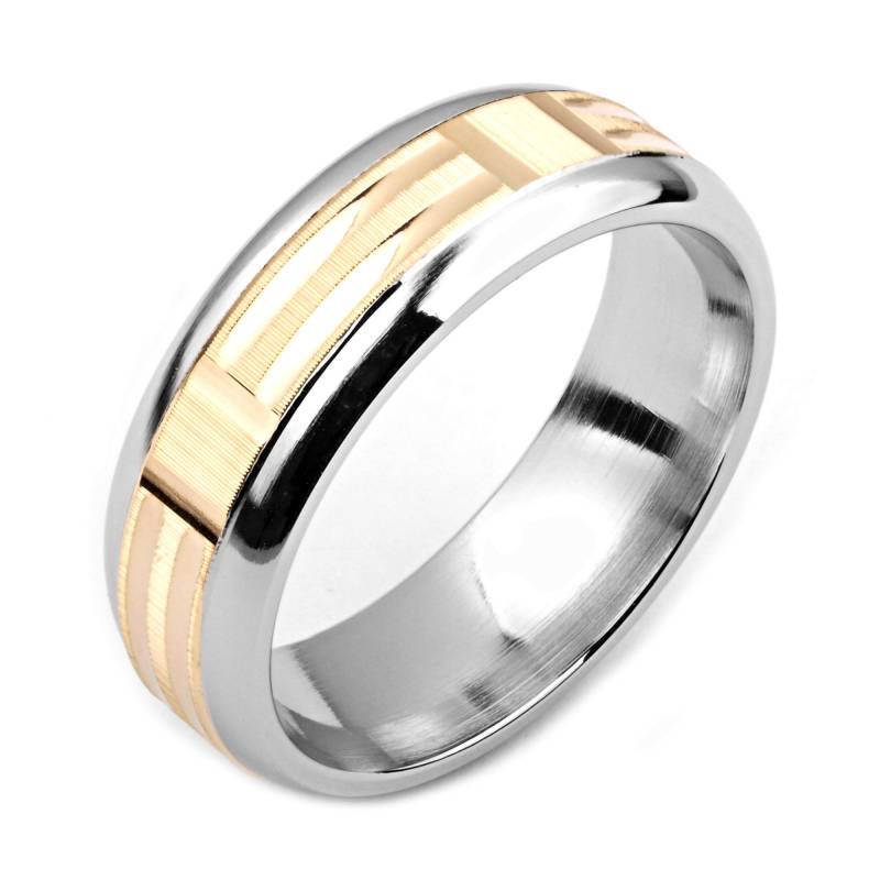 Herrenring Mit Kobalt 7mm Breite Zweifarbige & 14K Gelbgold | Solide, Nicht Vergoldet Hochzeitsband Fashion Ring von AlainRaphaelJewelry
