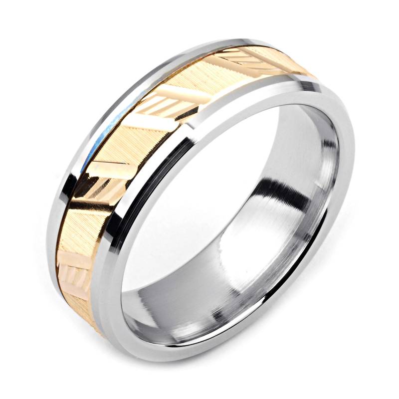 Herrenring Mit Kobalt 7mm Breite Zweifarbige & 14K Gelbgold | Solide, Nicht Vergoldet Hochzeitsband Fashion Ring von AlainRaphaelJewelry