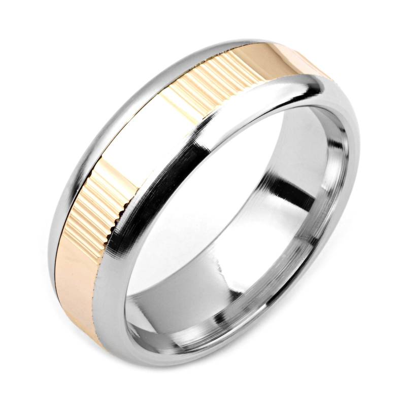 Herrenring Mit Kobalt 7mm Breite Zweifarbige & 14K Gelbgold | Solide, Nicht Vergoldet Hochzeitsband Fashion Ring von AlainRaphaelJewelry