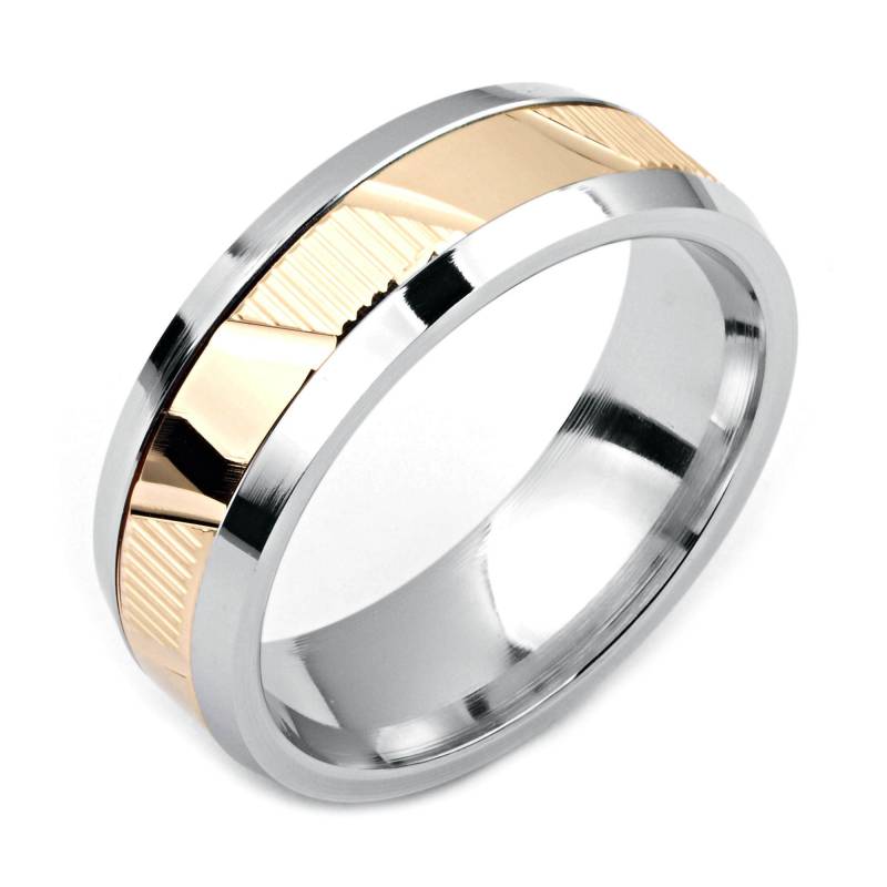 Herrenring Mit Kobalt 7mm Breite Zweifarbige & 14K Gelbgold | Solide, Nicht Vergoldet Hochzeitsband Fashion Ring von AlainRaphaelJewelry