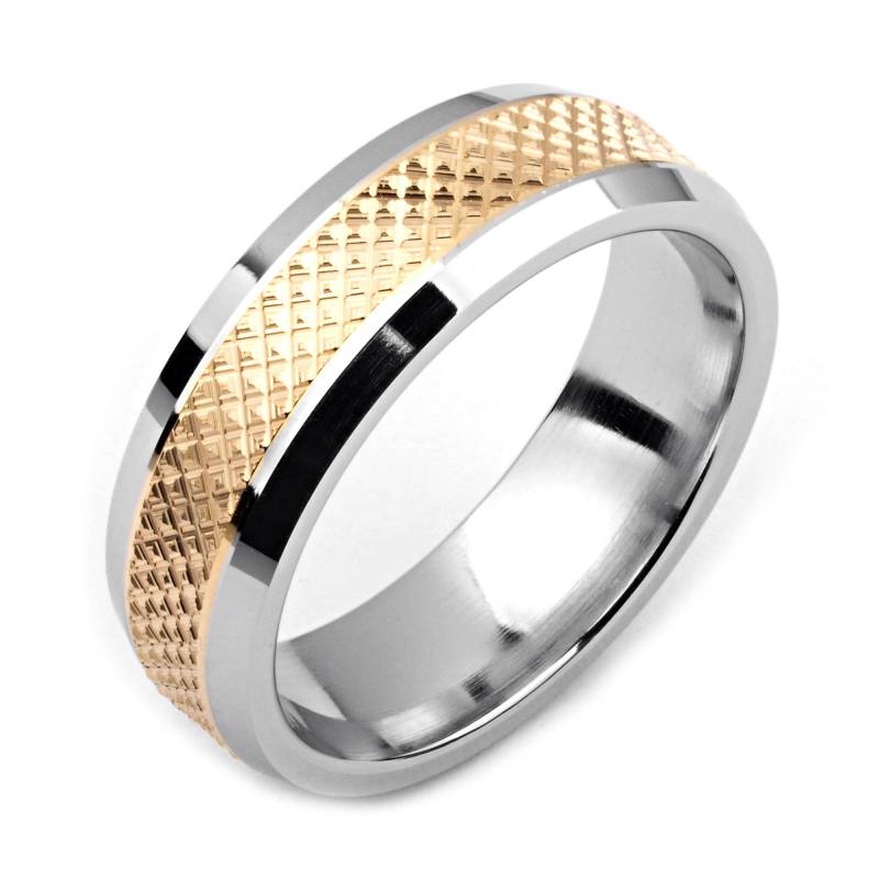 Herrenring Mit Kobalt 7mm Breite Zweifarbige & 14K Gelbgold | Solide, Nicht Vergoldet Hochzeitsband Fashion Ring von AlainRaphaelJewelry