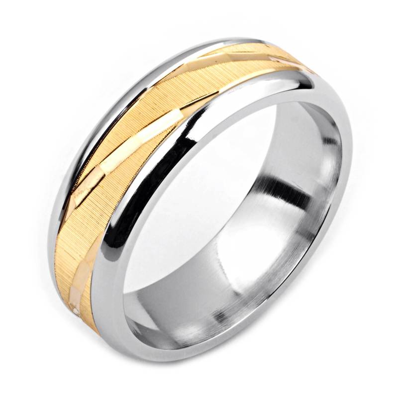 Herrenring Mit Kobalt 7mm Breite Zweifarbige & 14K Gelbgold | Solide, Nicht Vergoldet Hochzeitsband Fashion Ring von AlainRaphaelJewelry