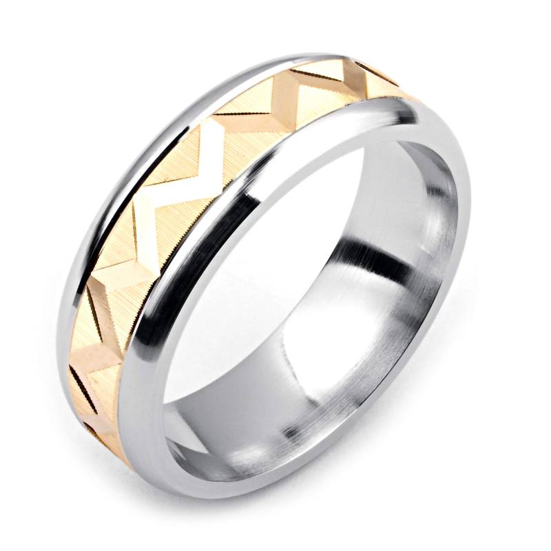 Herrenring Mit Kobalt 7mm Breite Zweifarbige & 14K Gelbgold | Solide, Nicht Vergoldet Hochzeitsband Fashion Ring von AlainRaphaelJewelry