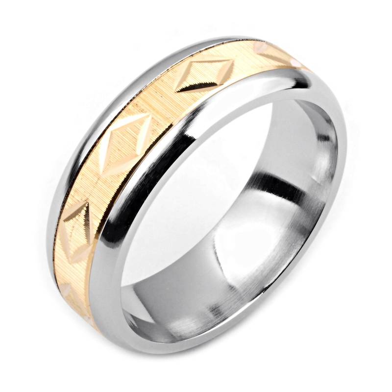 Herrenring Mit Kobalt 7mm Breite Zweifarbige & 14K Gelbgold | Solide, Nicht Vergoldet Hochzeitsband Fashion Ring von AlainRaphaelJewelry