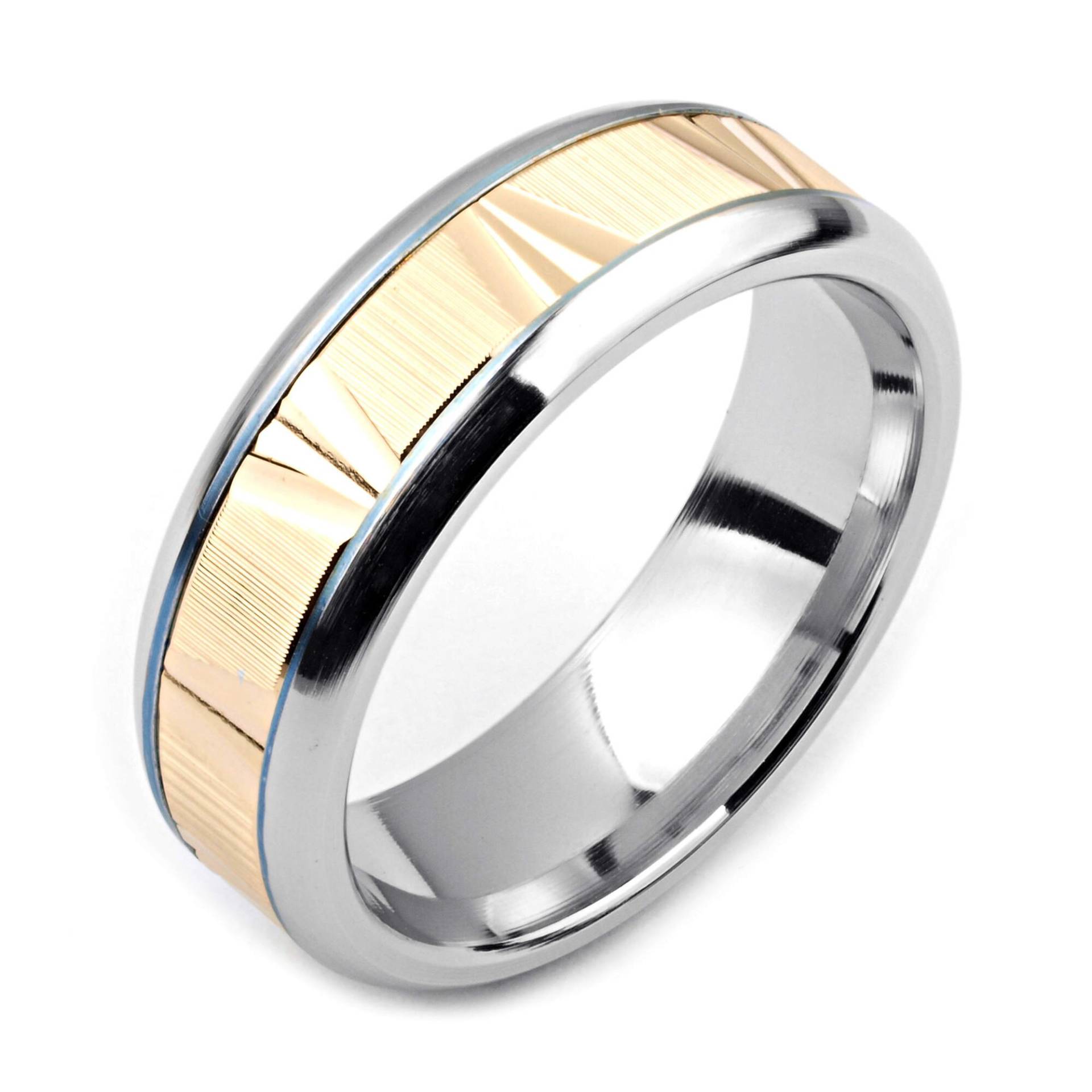 Herrenring Mit Kobalt 7mm Breite Zweifarbige & 14K Gelbgold | Solide, Nicht Vergoldet Hochzeitsband Fashion Ring von AlainRaphaelJewelry