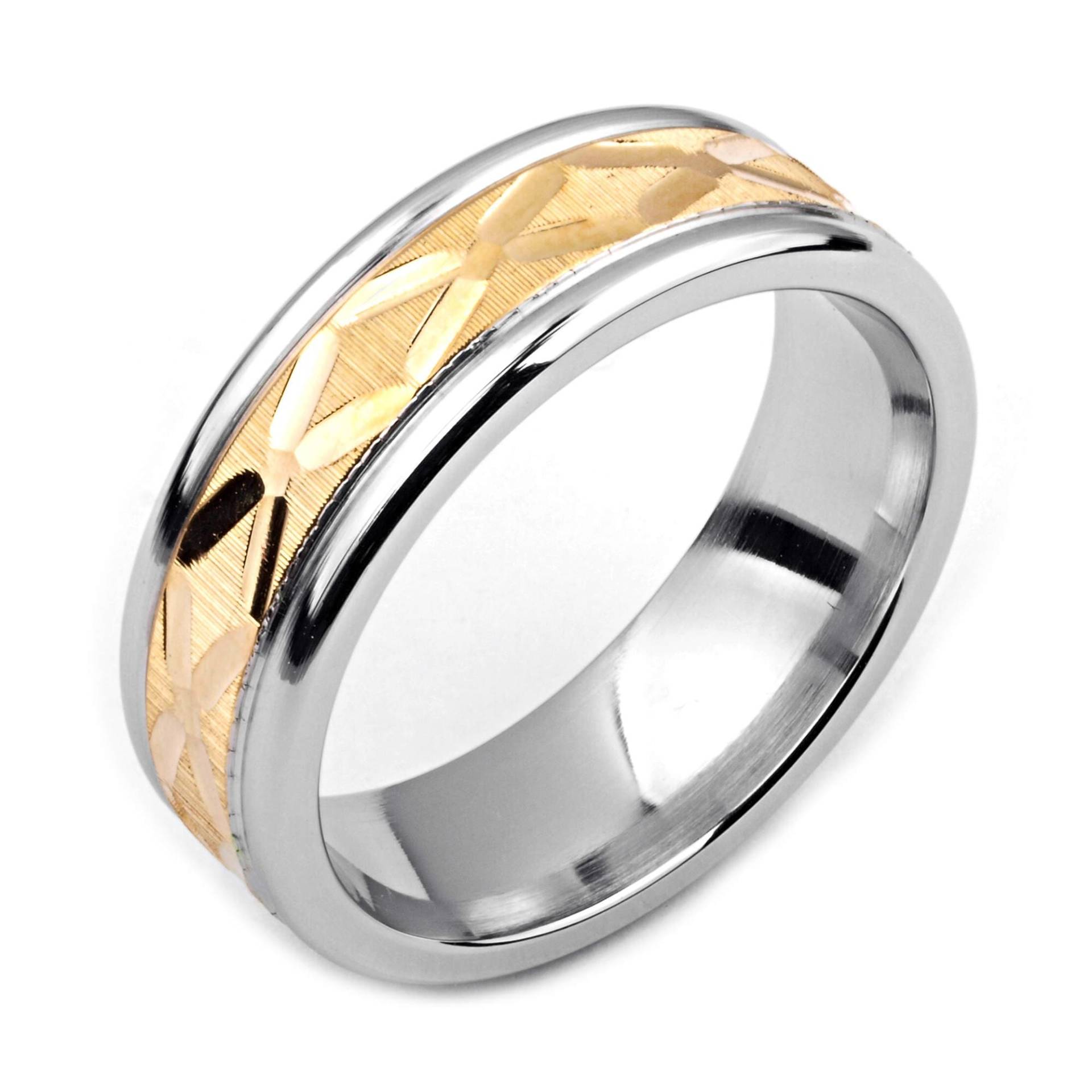 Herrenring Mit Kobalt 7mm Breite Zweifarbige & 14K Gelbgold | Solide, Nicht Vergoldet Hochzeitsband Fashion Ring von AlainRaphaelJewelry
