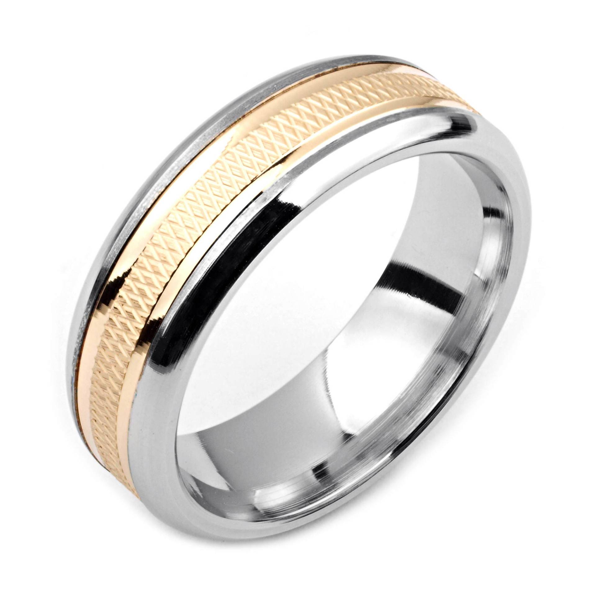 Herrenring Mit Kobalt 7mm Breite Zweifarbige & 14K Gelbgold | Solide, Nicht Vergoldet Hochzeitsband Fashion Ring von AlainRaphaelJewelry