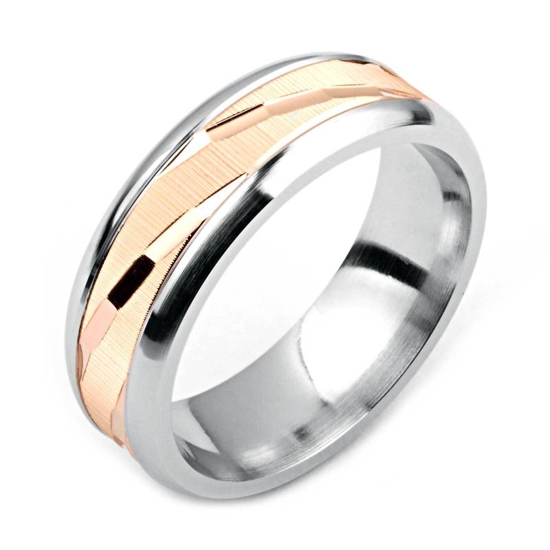Herrenring Mit Kobalt 7mm Breite Zweifarbige & 14K Rose Gold | Solide, Nicht Vergoldet Hochzeitsband Fashion Ring von AlainRaphaelJewelry