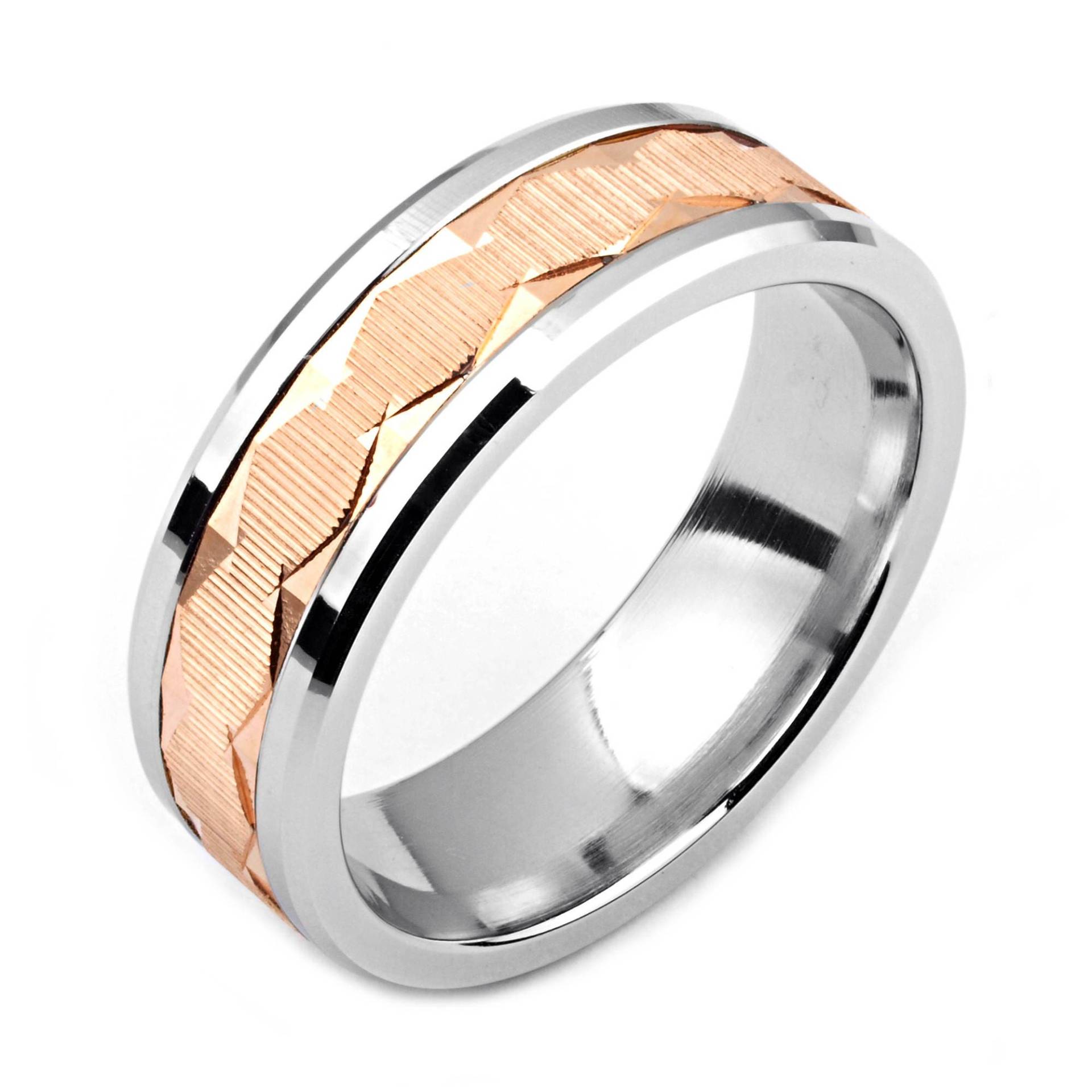Herrenring Mit Kobalt 7mm Breite Zweifarbige & 14K Rose Gold | Solide, Nicht Vergoldet Hochzeitsband Fashion Ring von AlainRaphaelJewelry