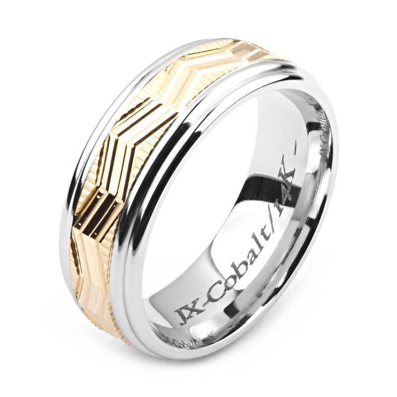 Herrenring Mit Kobalt 8mm Breit Two-Tone-Kobalt & 14K Gelbgold | Massiv, Nicht Vergoldet Ehering-Mode-Ring von AlainRaphaelJewelry