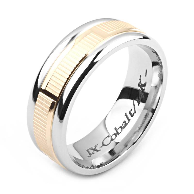 Herrenring Mit Kobalt 8mm Breit Two-Tone-Kobalt & 14K Gelbgold | Massiv, Nicht Vergoldet Ehering-Mode-Ring von AlainRaphaelJewelry