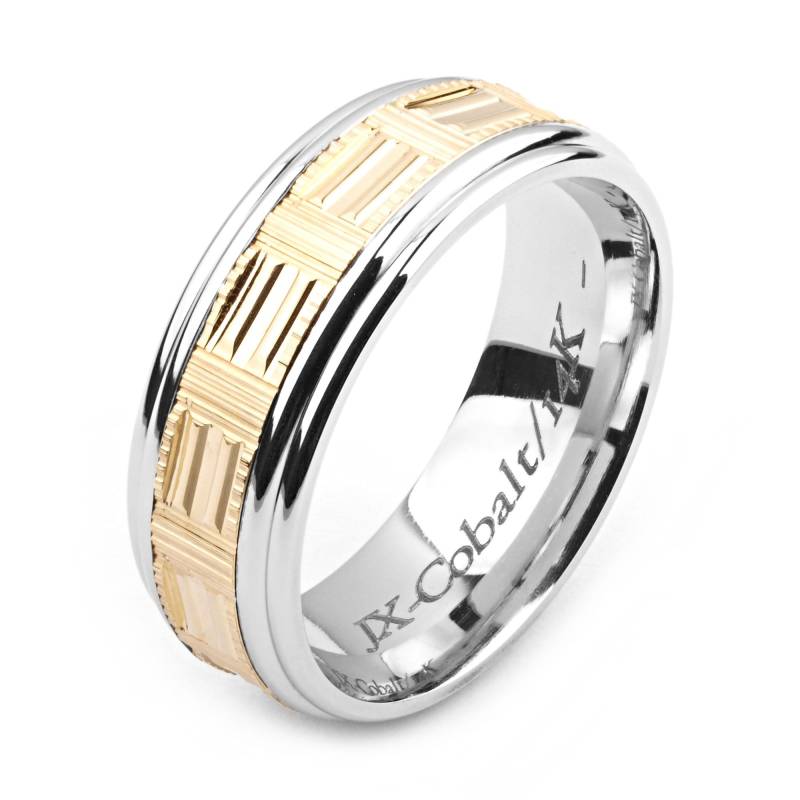 Herrenring Mit Kobalt 8mm Breit Two-Tone-Kobalt & 14K Gelbgold | Massiv, Nicht Vergoldet Ehering-Mode-Ring von AlainRaphaelJewelry
