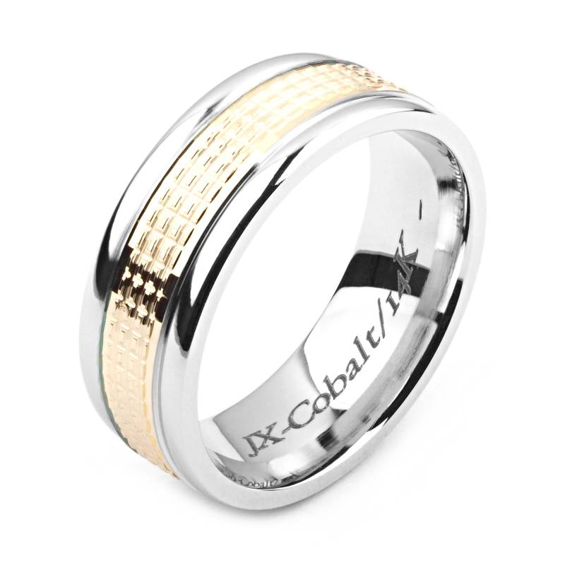 Herrenring Mit Kobalt 8mm Breit Two-Tone-Kobalt & 14K Gelbgold | Massiv, Nicht Vergoldet Ehering-Mode-Ring von AlainRaphaelJewelry