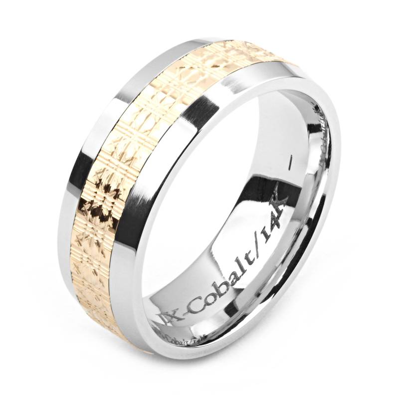 Herrenring Mit Kobalt 8mm Breit Two-Tone-Kobalt & 14K Gelbgold | Massiv, Nicht Vergoldet Ehering-Mode-Ring von AlainRaphaelJewelry