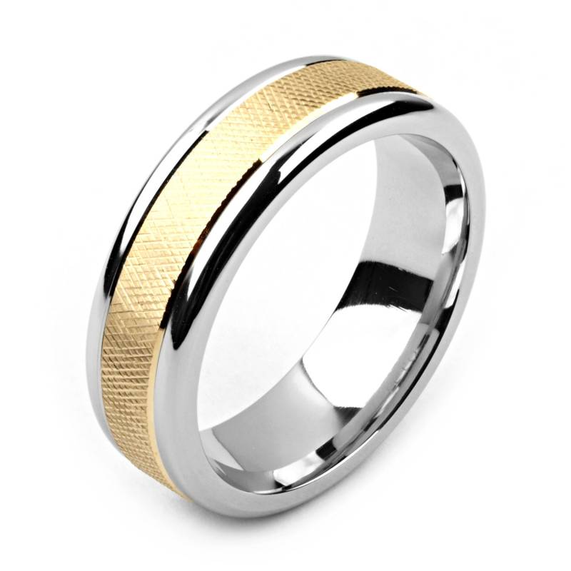 Kobalt-Herrenring 7mm Breit Two-Tone-Kobalt & 14K Gelbgold | Massiv, Nicht Vergoldet Ehering-Mode-Ring von AlainRaphaelJewelry