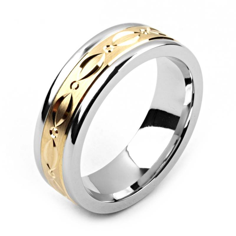 Kobalt-Herrenring 7mm Breit Two-Tone-Kobalt & 14K Gelbgold | Massiv, Nicht Vergoldet Ehering-Mode-Ring von AlainRaphaelJewelry
