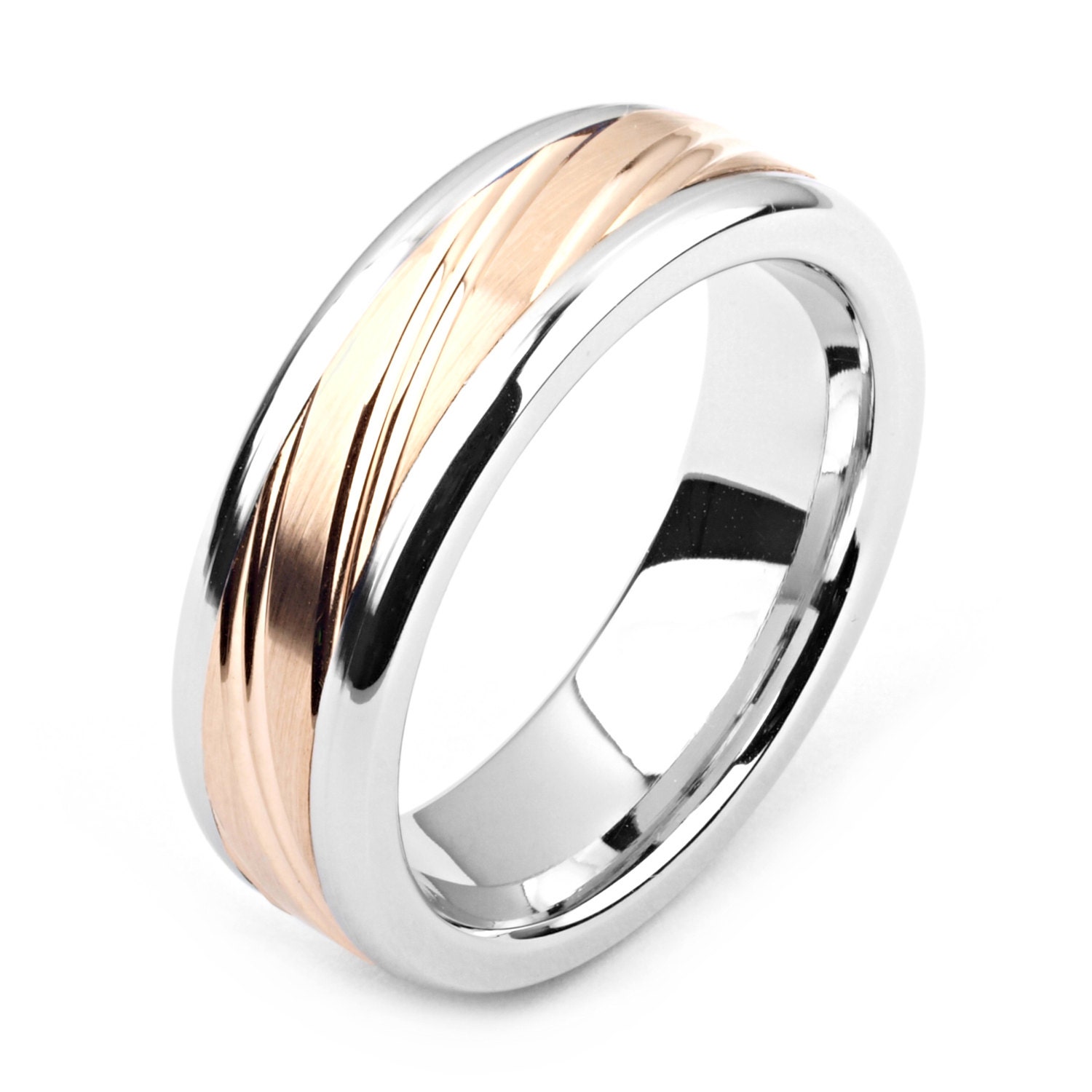 Kobalt-Herrenring 7mm Breit Two-Tone-Kobalt & 14K Rose Gold | Feste, Nicht Vergoldet Ehering-Mode-Ring von AlainRaphaelJewelry