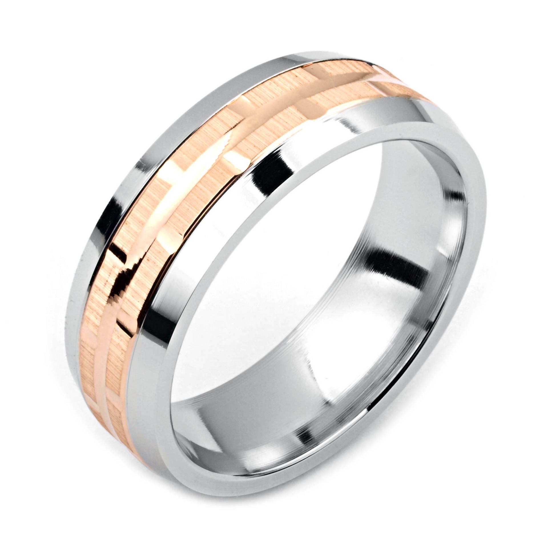 Kobalt-Herrenring 7mm Breit Two-Tone-Kobalt & 14K Rose Gold | Feste, Nicht Vergoldet Ehering-Mode-Ring von AlainRaphaelJewelry