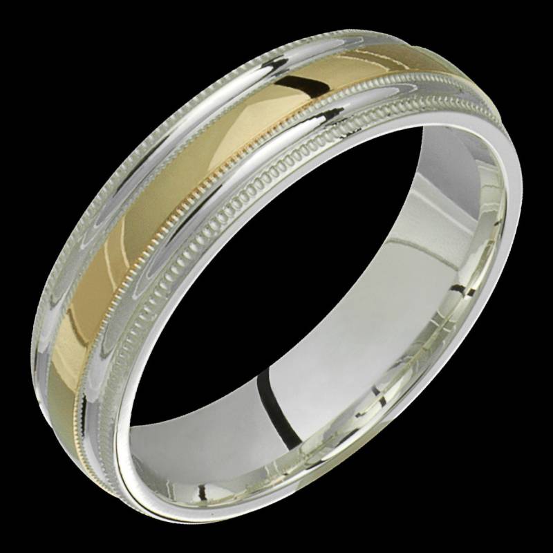 Silber Und Gold 6mm Zweifarbig.925 Sterlingsilber & 10K Gelb Solid Ehering Fashion Ring Unisex von AlainRaphaelJewelry