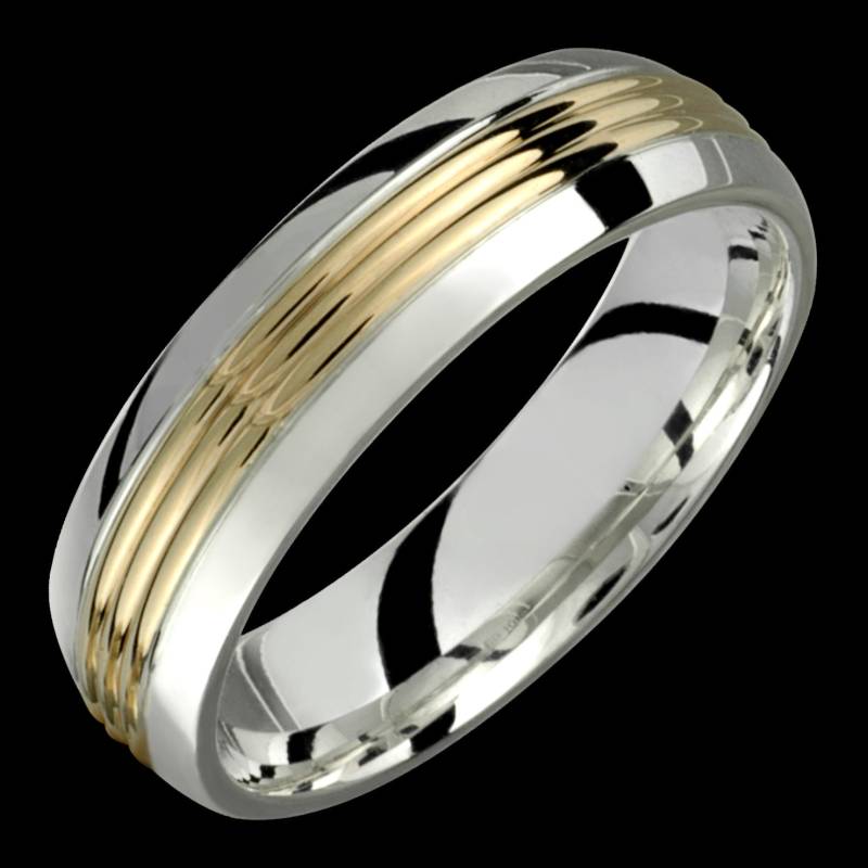 Silber Und Gold 6mm Zweifarbig.925 Sterlingsilber & 10K Gelb Solid Ehering Fashion Ring Unisex von AlainRaphaelJewelry