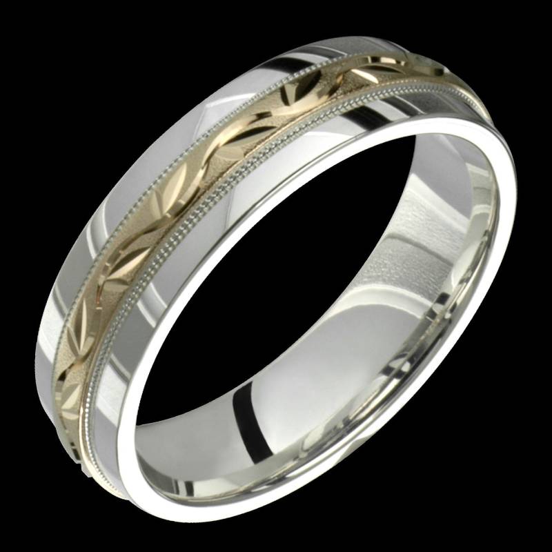 Silber Und Gold 6mm Zweifarbig.925 Sterlingsilber & 10K Gelb Solid Ehering Fashion Ring Unisex von AlainRaphaelJewelry