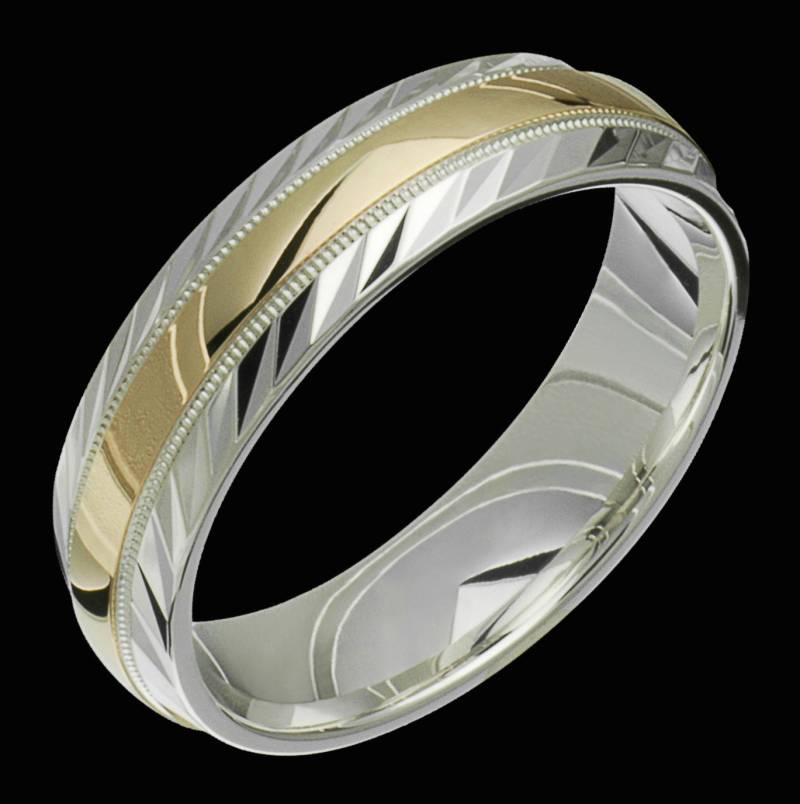 Silber Und Gold Zweifarbig.925 Sterling & 10K Gelb Solid Ehering Fashion Ring Unisex von AlainRaphaelJewelry
