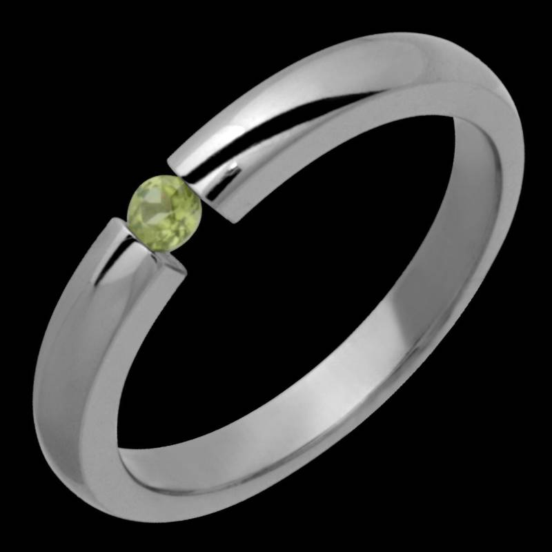 Womens 3, 5 Mm Set Spannung Titanium & Peridot-Ring-Maßarbeit von AlainRaphaelJewelry