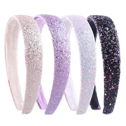 AlamnoFu Glitzernde Stirnbänder für Mädchen, breite glitzernde Stirnbänder für kleine Mädchen, Haar-Accessoires, dickes Bling-Haarband für Kinder von AlamnoFu