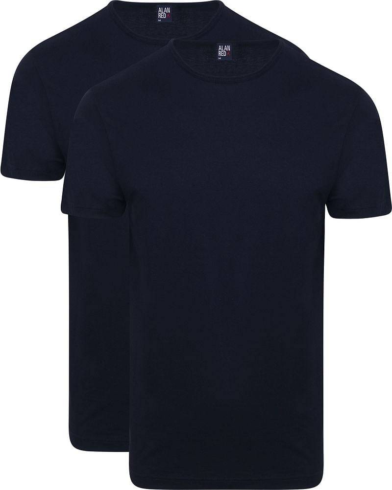 Alan Red Derby O-Ausschnitt T-Shirt Dunkelblau (2er-Pack) - Größe XXL von Alan Red