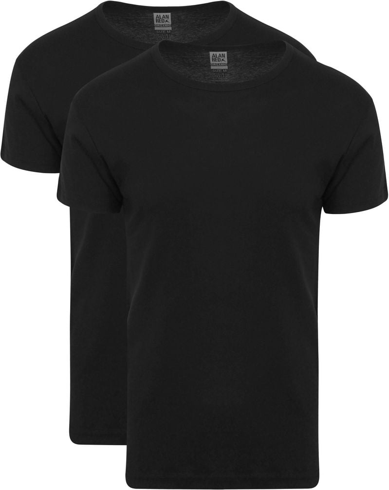Alan Red Organic T-Shirt O-Ausschnitt Schwarz 2er-Pack - Größe M von Alan Red
