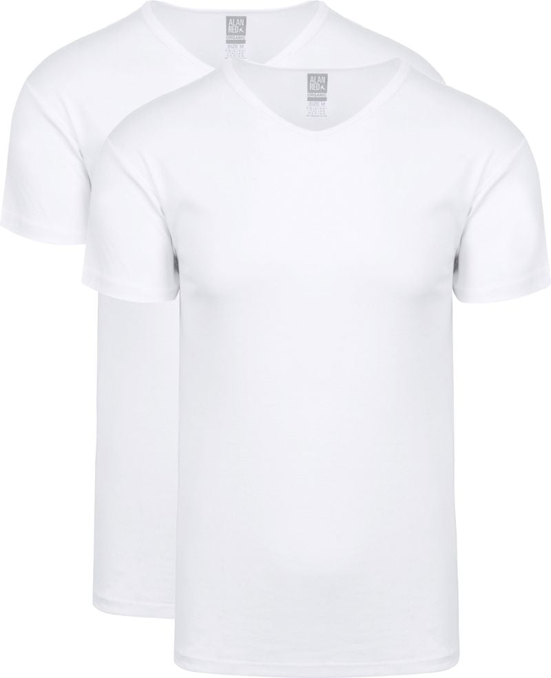 Alan Red Organic T-Shirt V-Ausschnitt Weiß 2er-Pack - Größe L von Alan Red