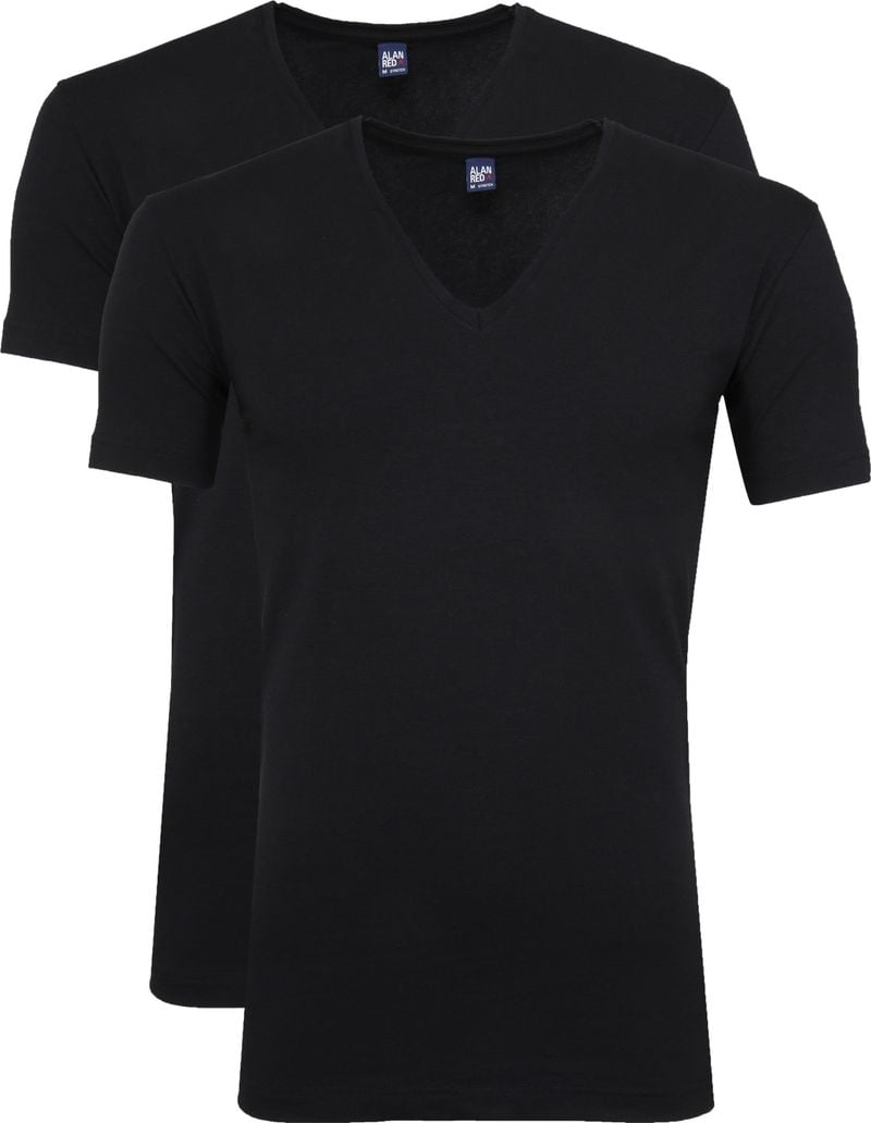 Alan Red Stretch V-Ausschnitt T-Shirt Schwarz 2er-Pack - Größe S von Alan Red